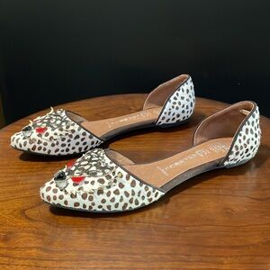 JEFFREY CAMPBELL Face-Jacob Leopard Pony Hair D’Orsay Ballet Flats EUC 7.5